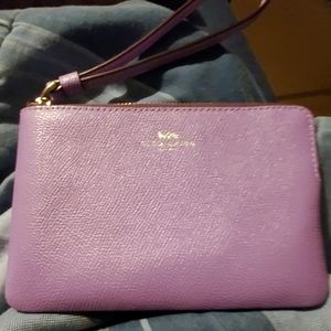 Coach single zip corner wristlet